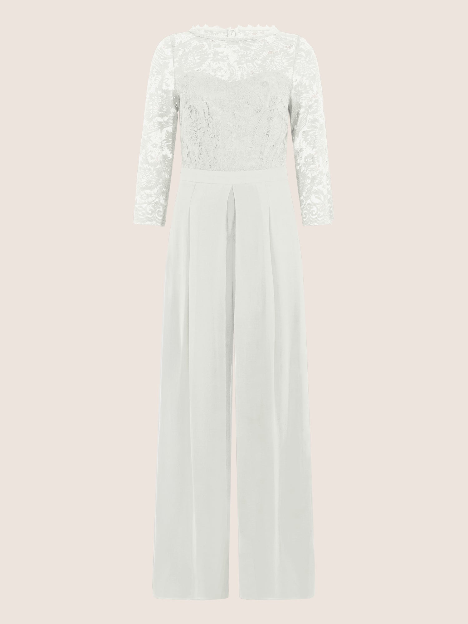 APART Overall aus elastischer Spitze und Chiffon | cream