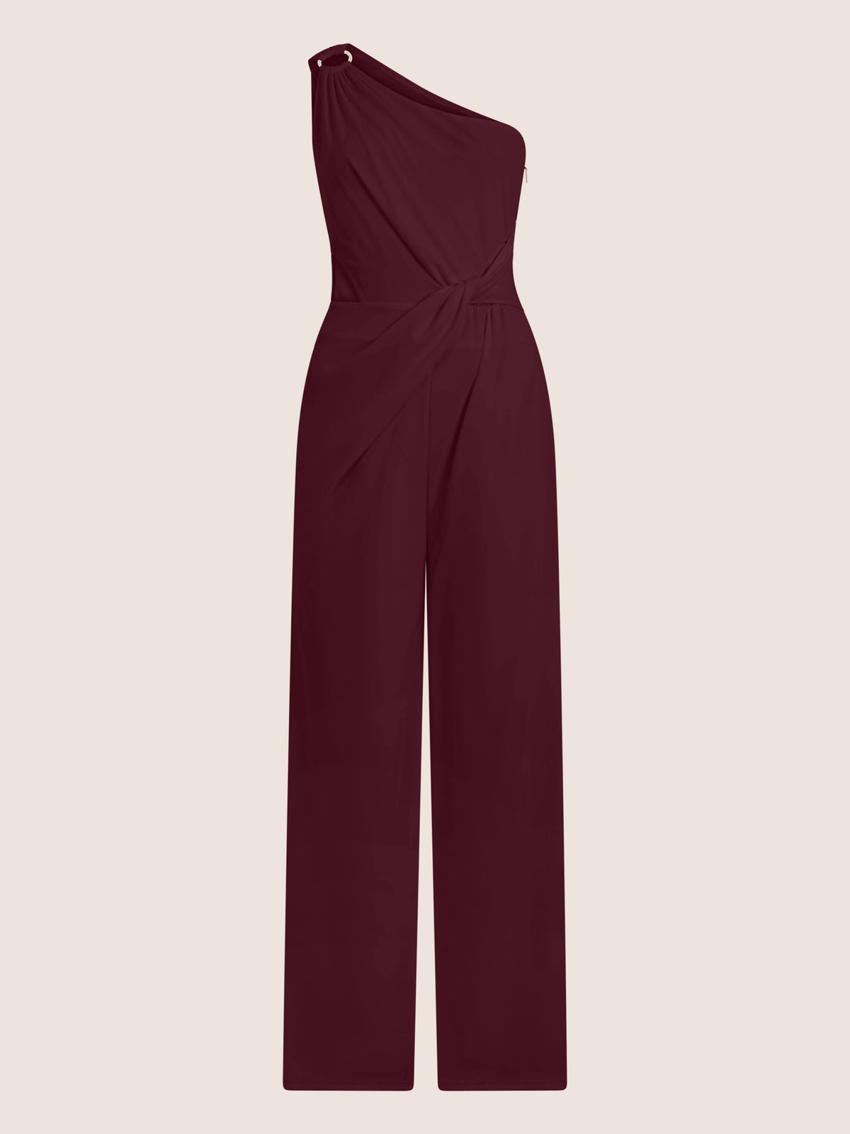 APART Asymmetrischer Abendoverall mit Drapierung | weinrot