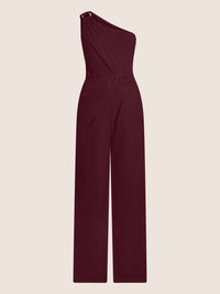 APART Asymmetrischer Abendoverall mit Drapierung | weinrot