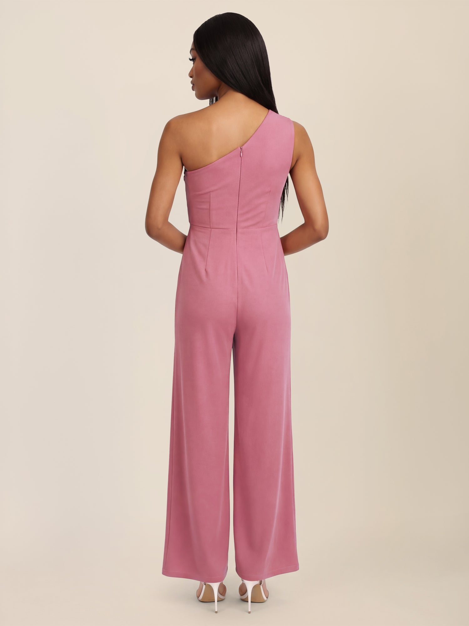 APART Asymmetrischer Abendoverall mit Drapierung | rosé