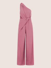 APART Asymmetrischer Abendoverall mit Drapierung | rosé
