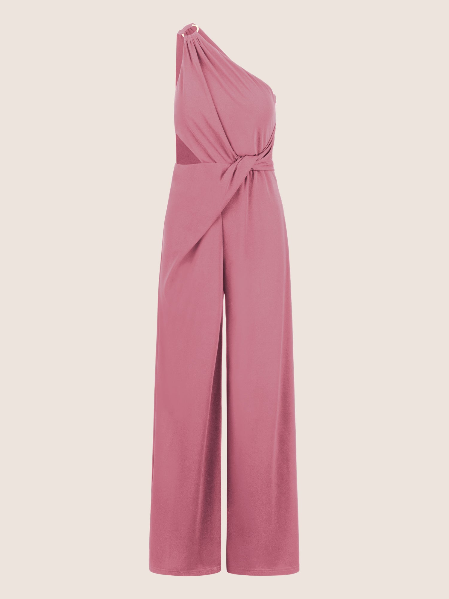 APART Asymmetrischer Abendoverall mit Drapierung | rosé
