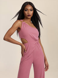 APART Asymmetrischer Abendoverall mit Drapierung | rosé