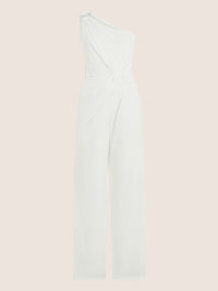 APART Asymmetrischer Abendoverall mit Drapierung | cream