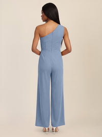 APART Asymmetrischer Abendoverall mit Drapierung | rauchblau