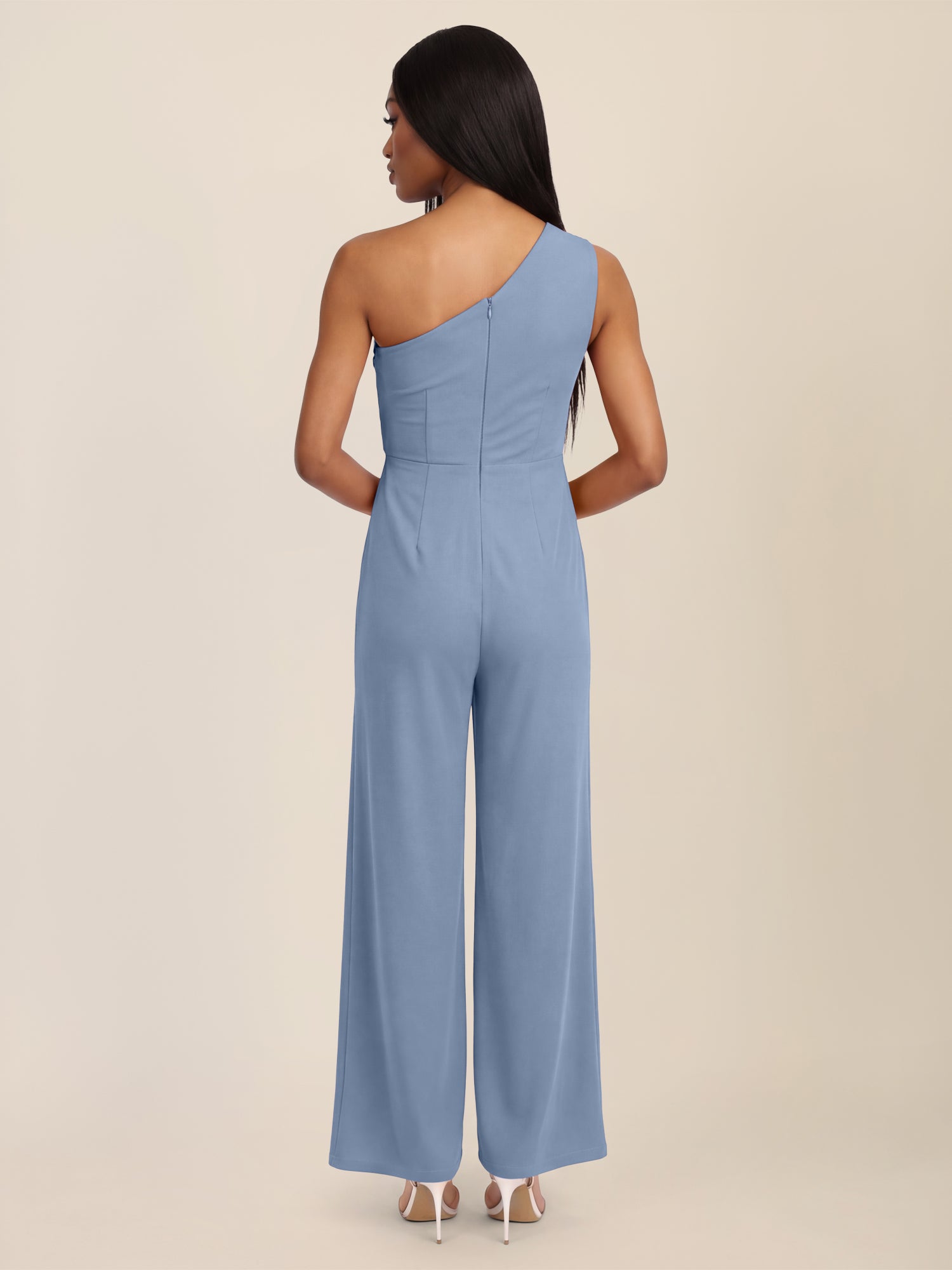 APART Asymmetrischer Abendoverall mit Drapierung | rauchblau