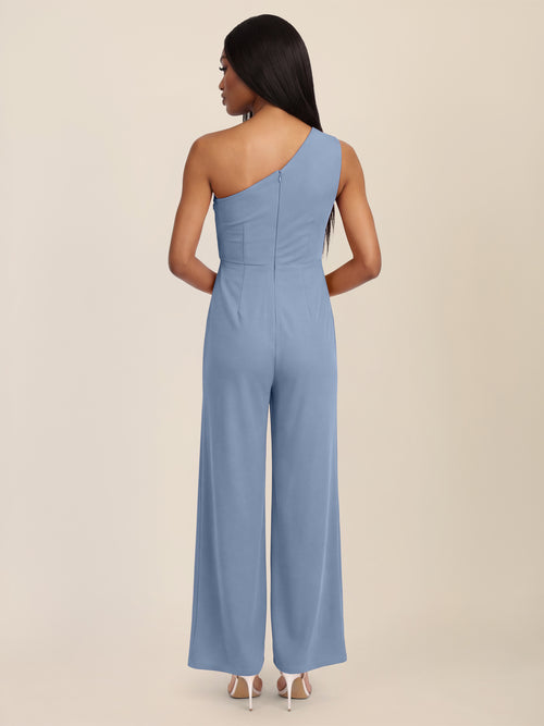 APART Asymmetrischer Abendoverall mit Drapierung | rauchblau image 1