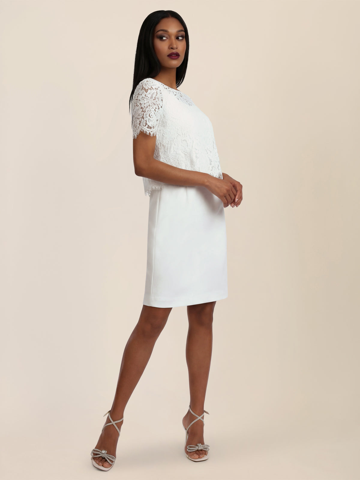 APART Spitzenkleid mit eleganter Doppellage | cream