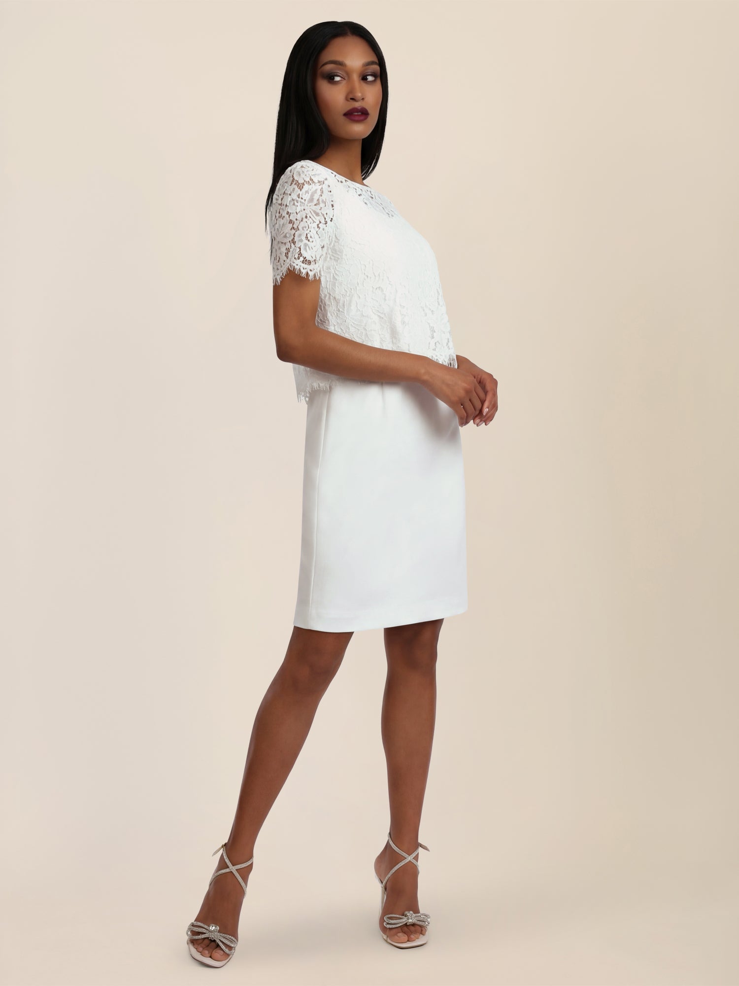 APART Spitzenkleid mit eleganter Doppellage | cream