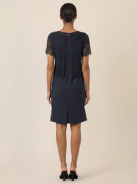 APART Spitzenkleid mit eleganter Doppellage | nachtblau