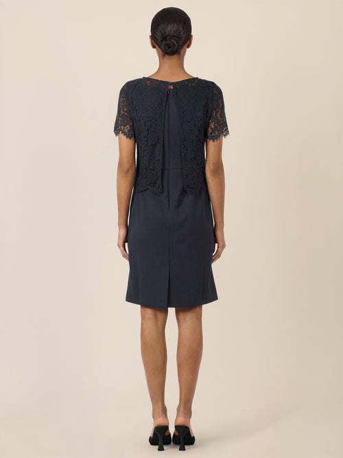 APART Spitzenkleid mit eleganter Doppellage | nachtblau image 1