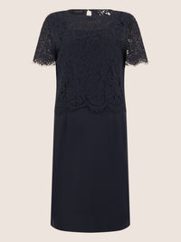 APART Spitzenkleid mit eleganter Doppellage | nachtblau
