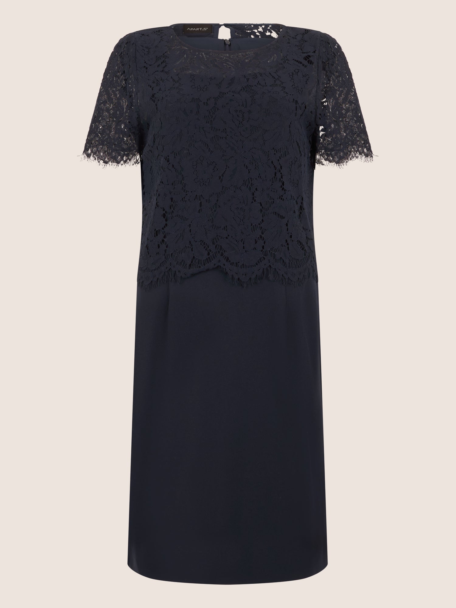 APART Spitzenkleid mit eleganter Doppellage | nachtblau