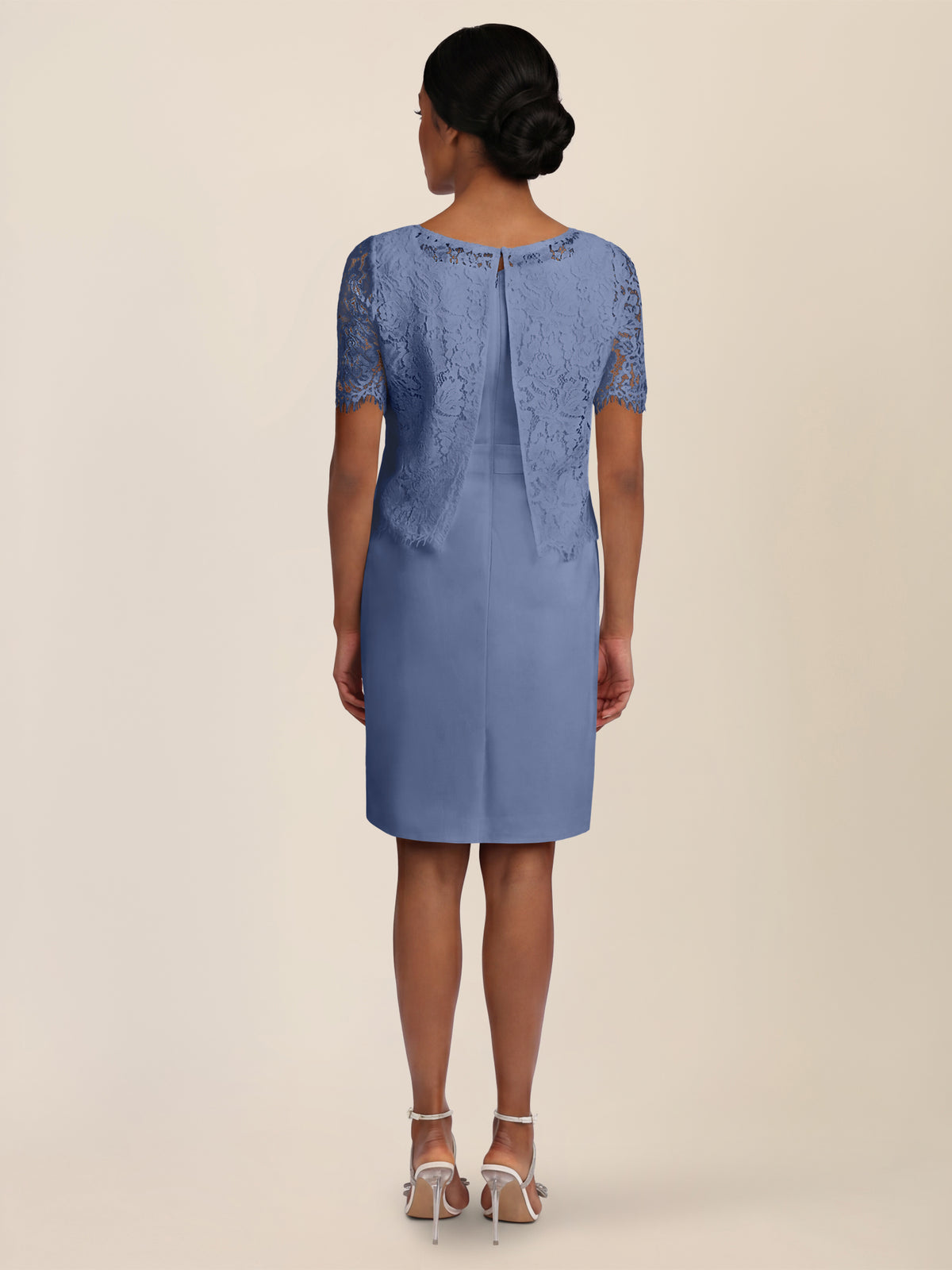 APART Spitzenkleid mit eleganter Doppellage | rauchblau