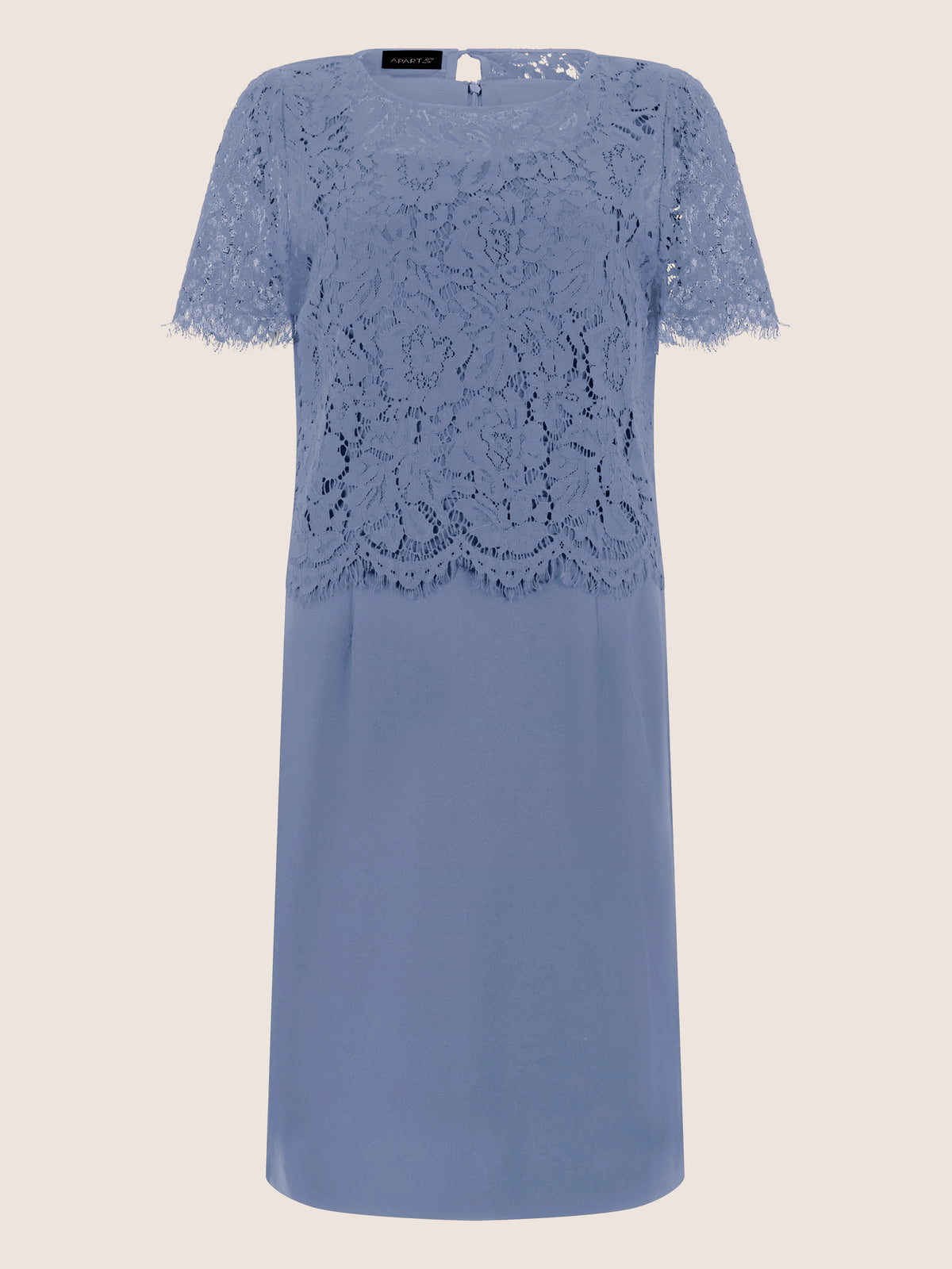 APART Spitzenkleid mit eleganter Doppellage | rauchblau
