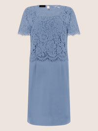 APART Spitzenkleid mit eleganter Doppellage | rauchblau