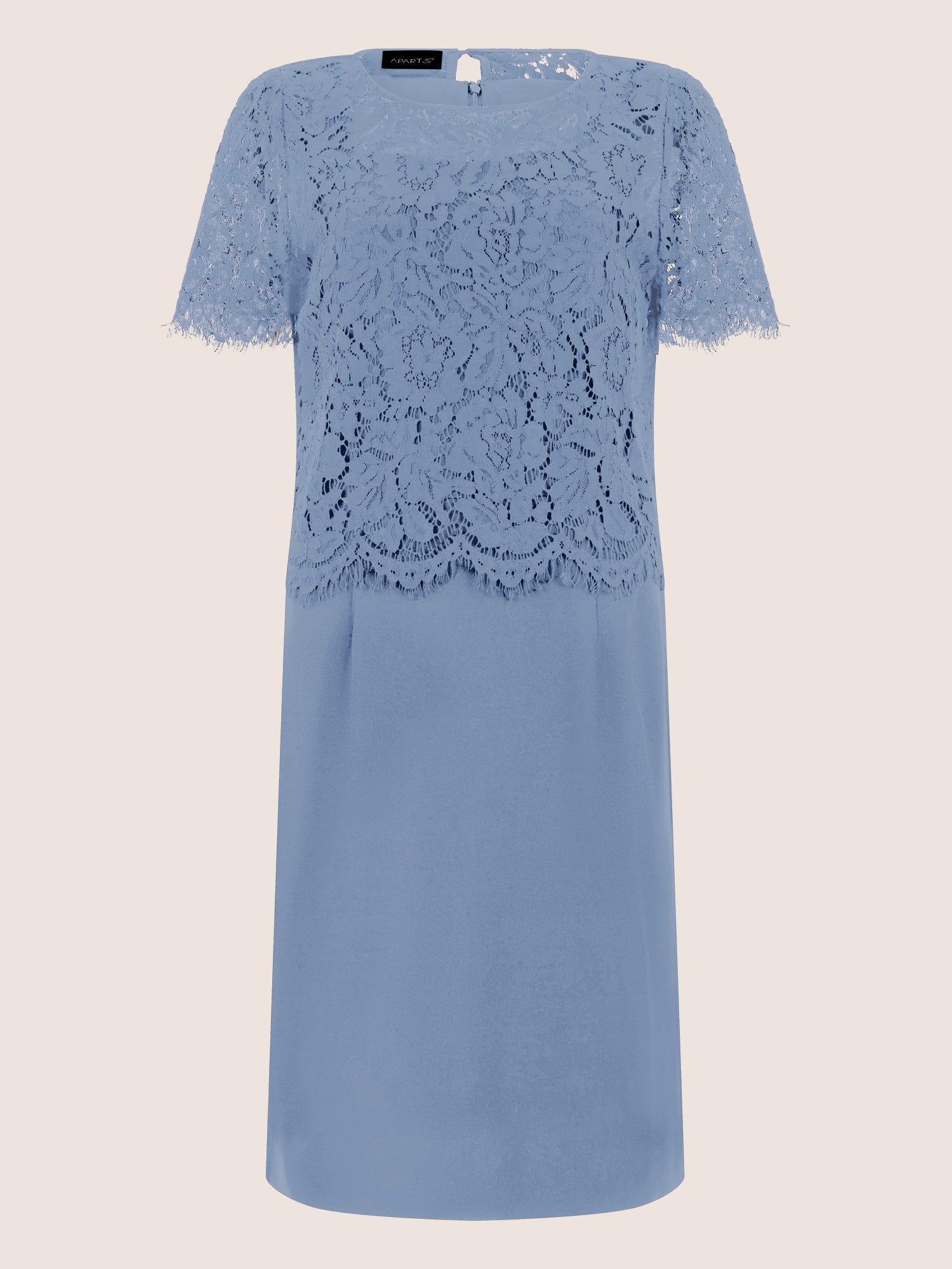 APART Spitzenkleid mit eleganter Doppellage | rauchblau
