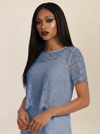 APART Spitzenkleid mit eleganter Doppellage | rauchblau
