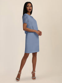 APART Spitzenkleid mit eleganter Doppellage | rauchblau