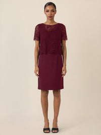 APART Spitzenkleid mit eleganter Doppellage | weinrot