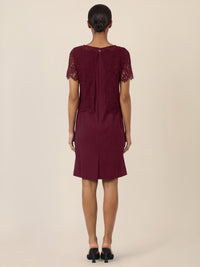 APART Spitzenkleid mit eleganter Doppellage | weinrot