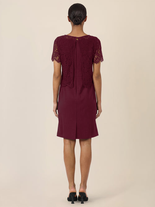 APART Spitzenkleid mit eleganter Doppellage | weinrot image 1
