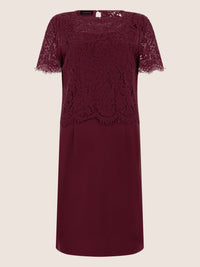 APART Spitzenkleid mit eleganter Doppellage | weinrot