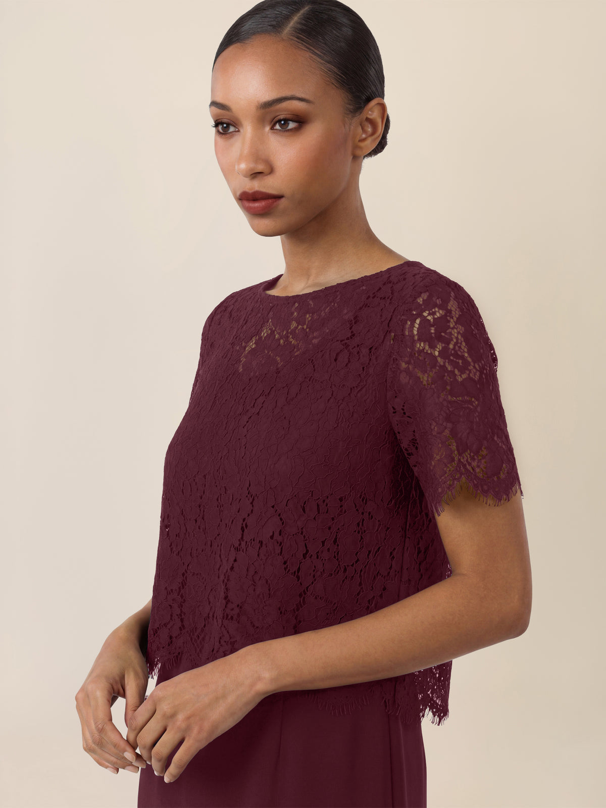 APART Spitzenkleid mit eleganter Doppellage | weinrot