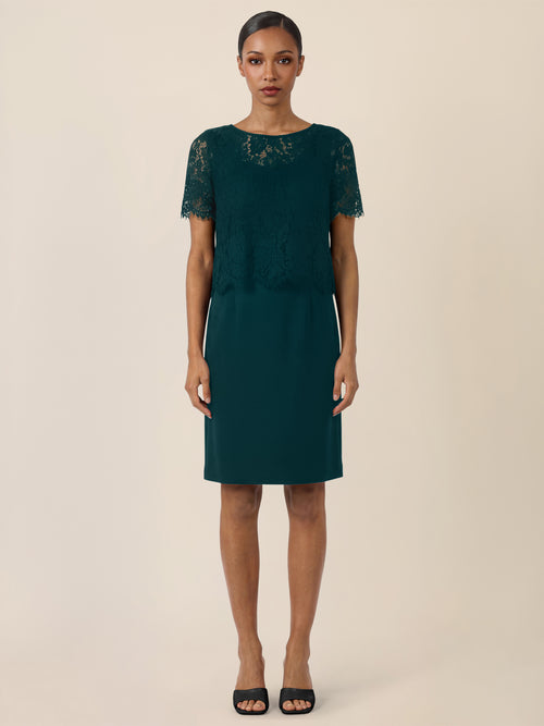 APART Spitzenkleid mit eleganter Doppellage | emerald image 1