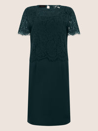 APART Spitzenkleid mit eleganter Doppellage | emerald