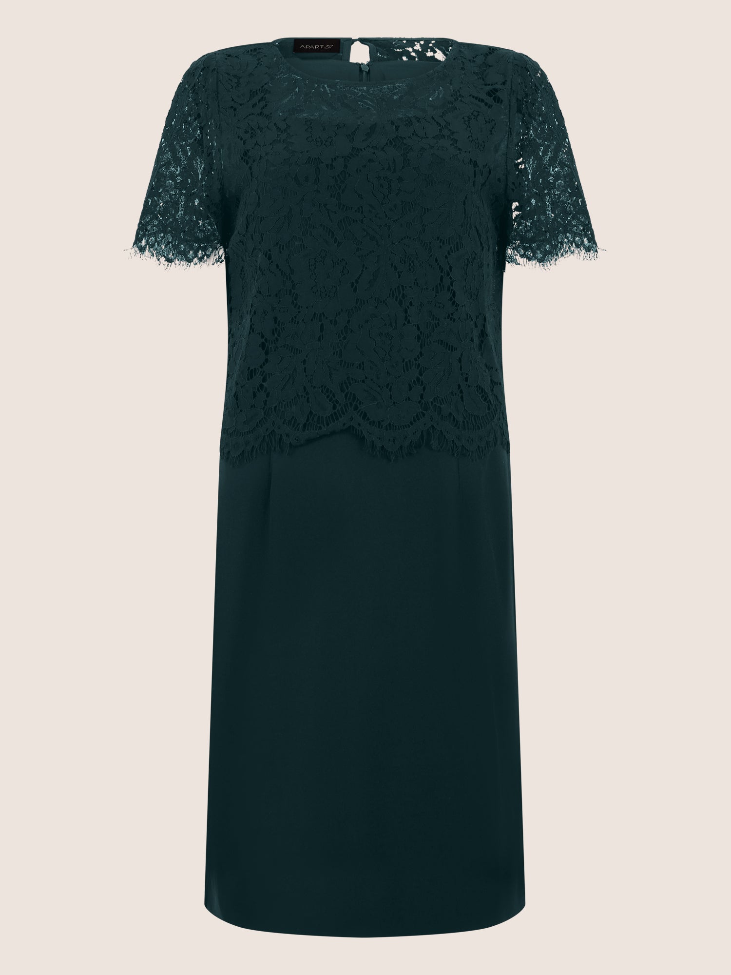 APART Spitzenkleid mit eleganter Doppellage | emerald