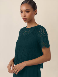 APART Spitzenkleid mit eleganter Doppellage | emerald