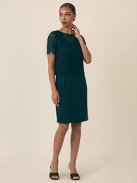 APART Spitzenkleid mit eleganter Doppellage | emerald