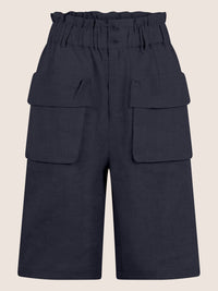 APART Weite Shorts mit Paperbag-Bund und Cargotaschen | nachtblau