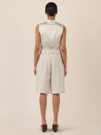 APART Weite Shorts mit Paperbag-Bund und Cargotaschen | beige-meliert