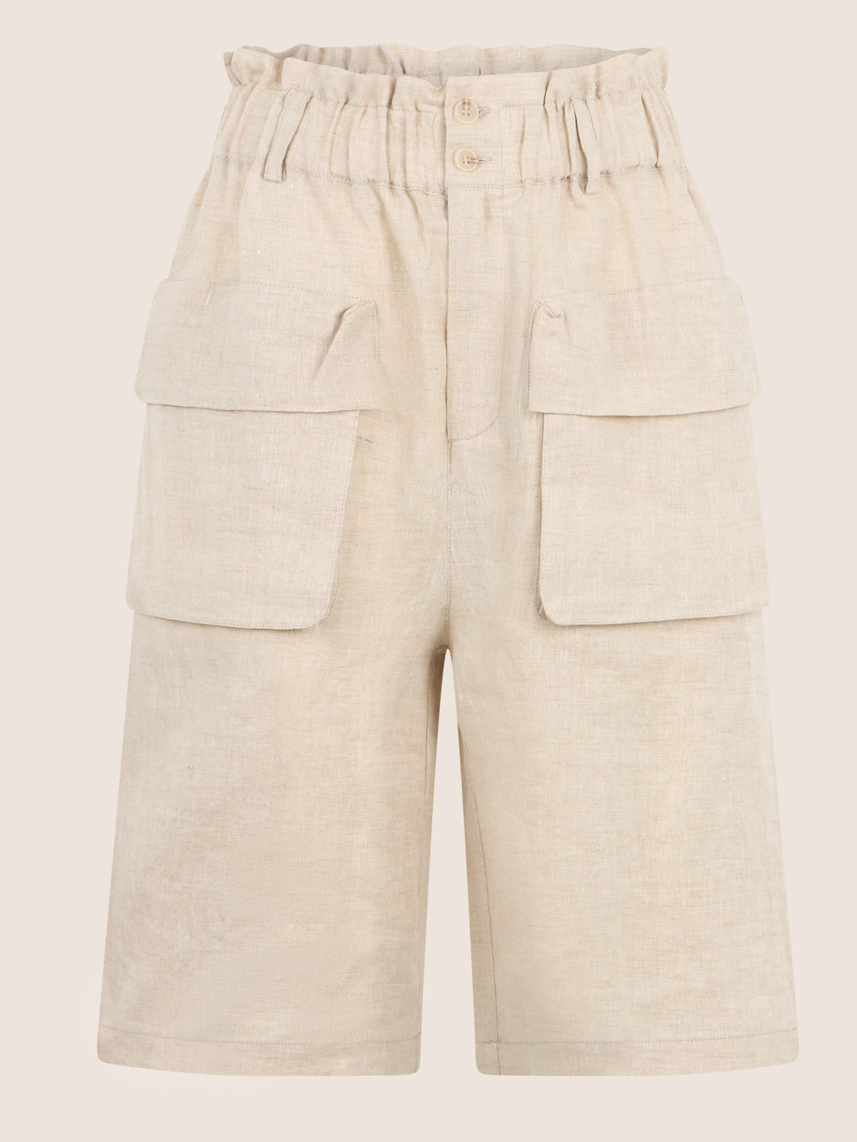 APART Weite Shorts mit Paperbag-Bund und Cargotaschen | beige-meliert