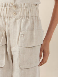 APART Weite Shorts mit Paperbag-Bund und Cargotaschen | beige-meliert