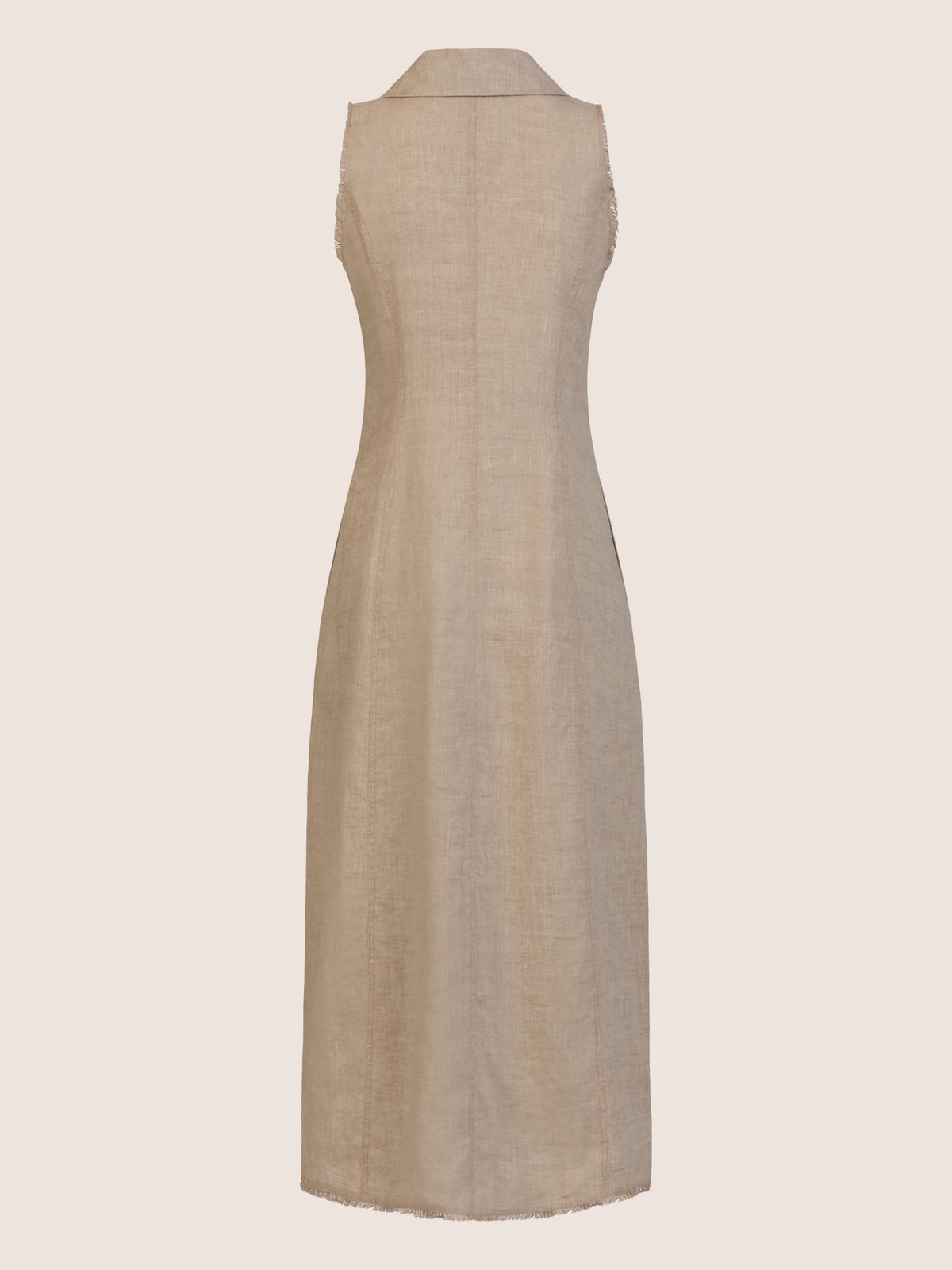 APART Ärmelloses Leinenkleid mit Schalkragen | beige-meliert