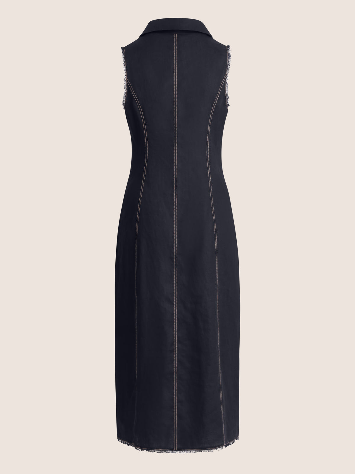 APART Ärmelloses Leinenkleid mit Schalkragen | nachtblau