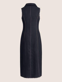 APART Ärmelloses Leinenkleid mit Schalkragen | nachtblau