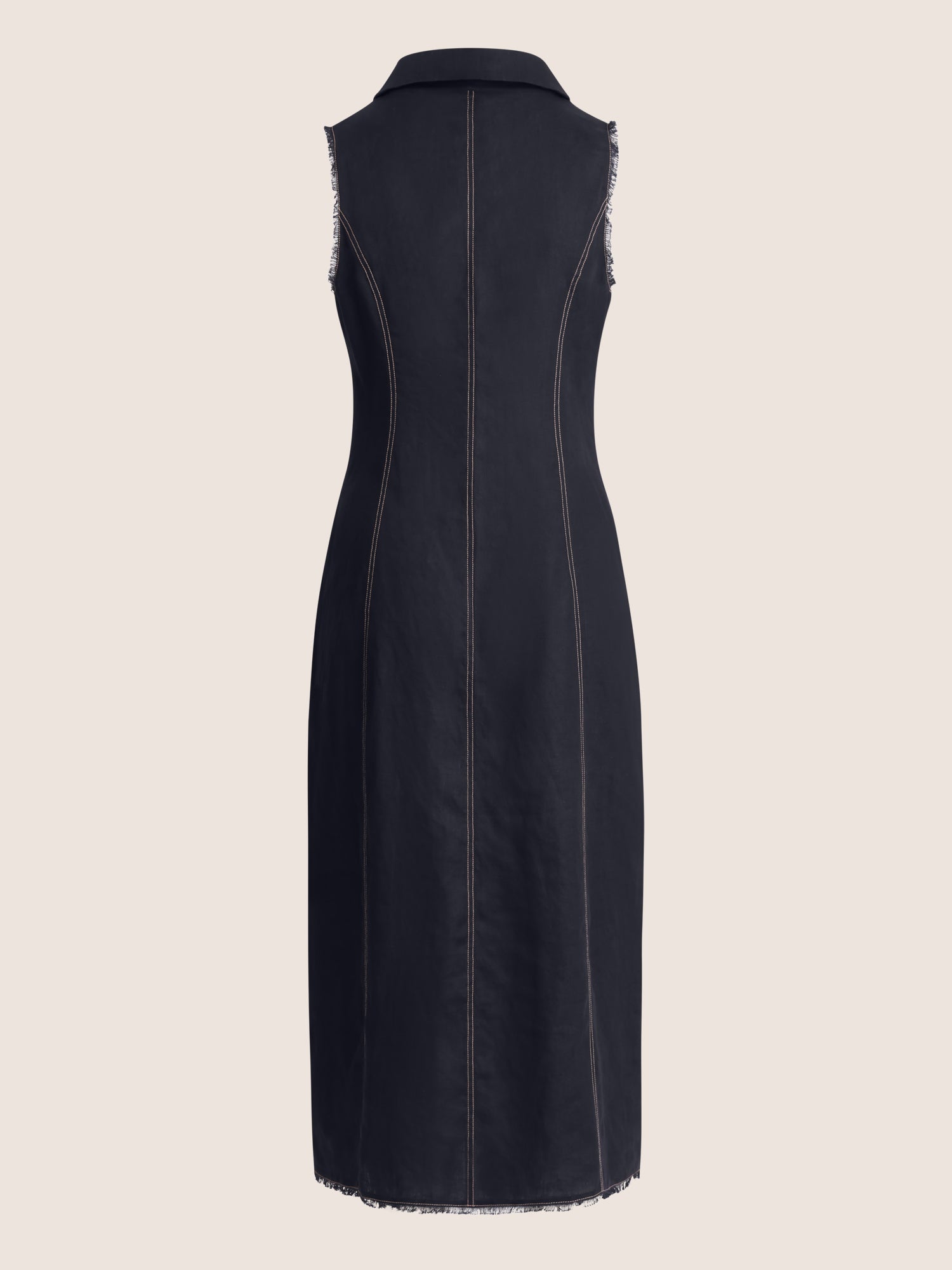 APART Ärmelloses Leinenkleid mit Schalkragen | nachtblau