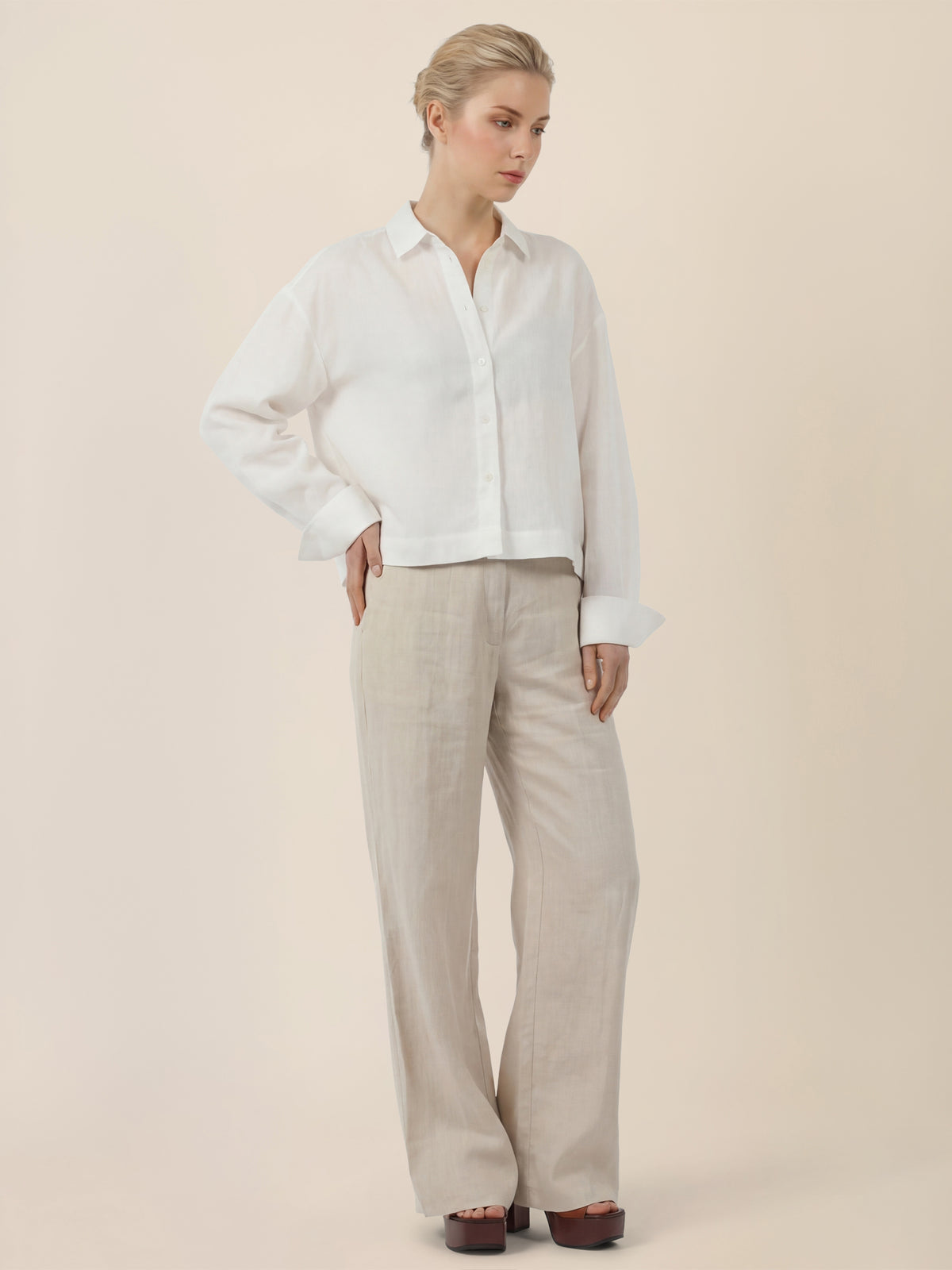 APART Klassische Hemdbluse aus Leinen | creme