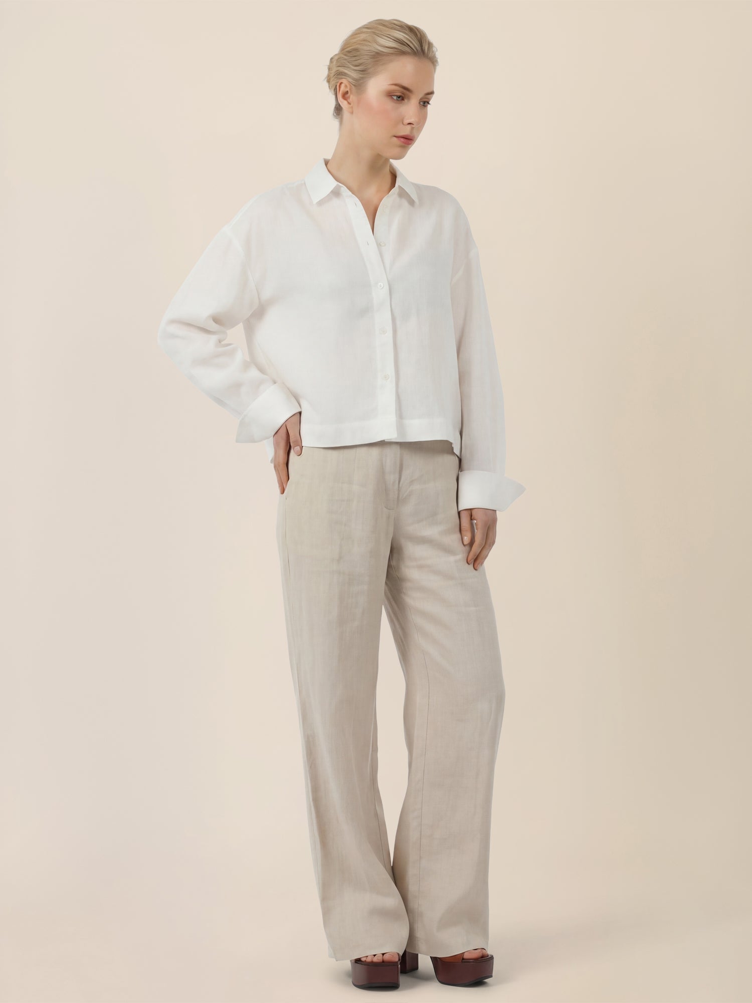 APART Klassische Hemdbluse aus Leinen | creme