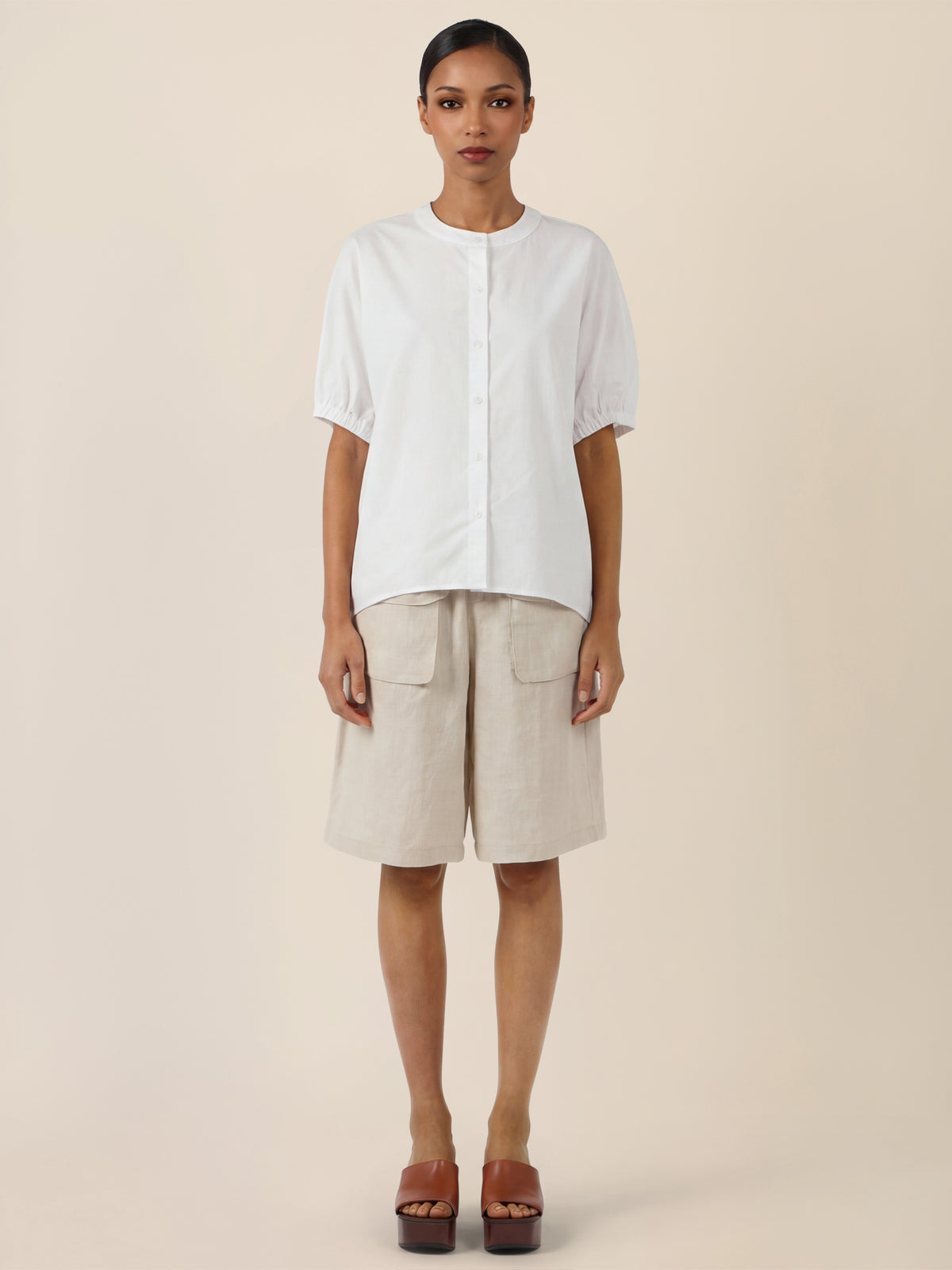 APART Bluse mit Stehkragen und Knopfleiste | creme