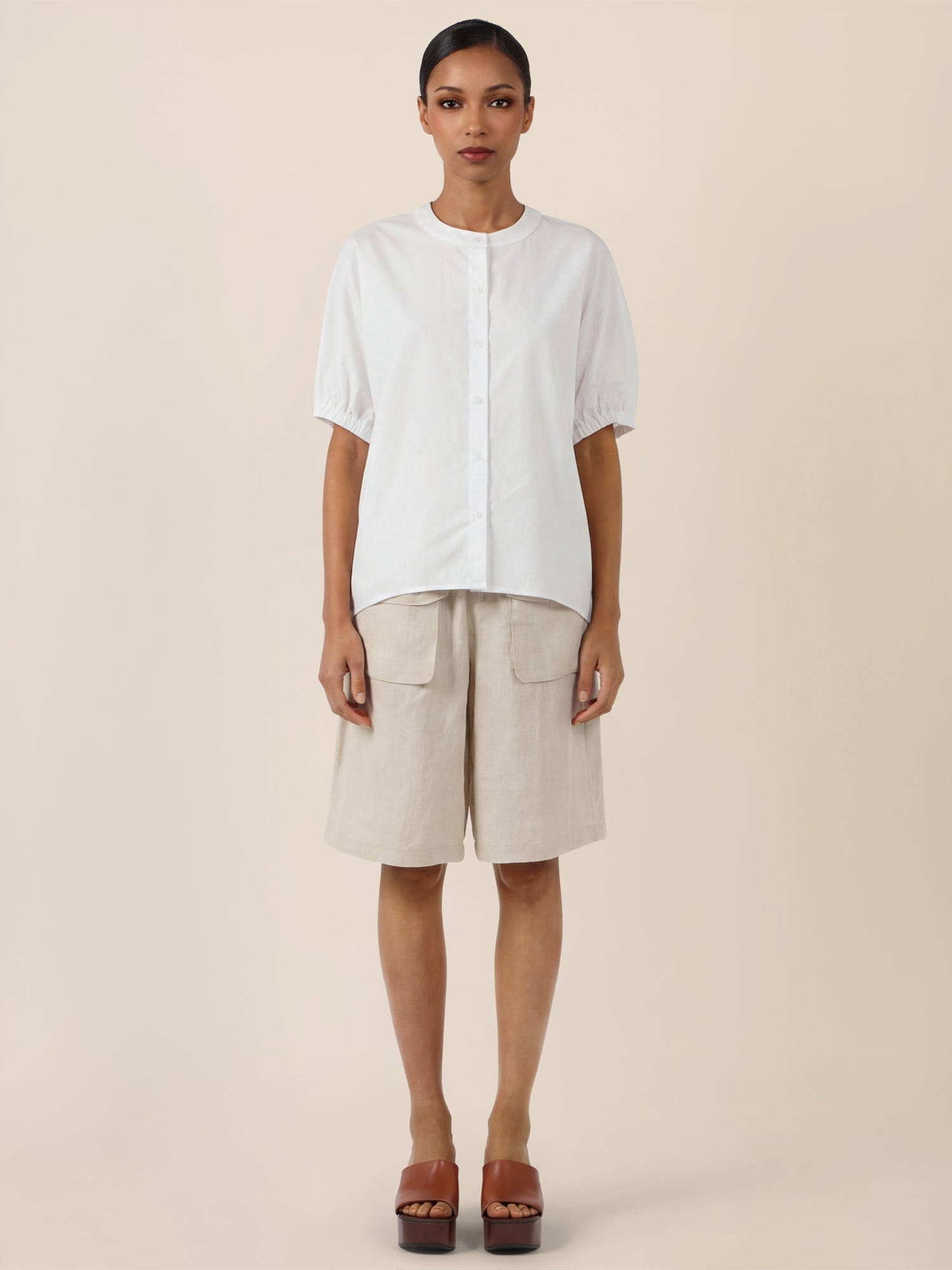 APART Bluse mit Stehkragen und Knopfleiste | creme