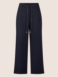 APART Weite Leinenhose mit Gürtel-Detail | nachtblau