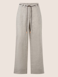 APART Weite Leinenhose mit Gürtel-Detail | beige-meliert