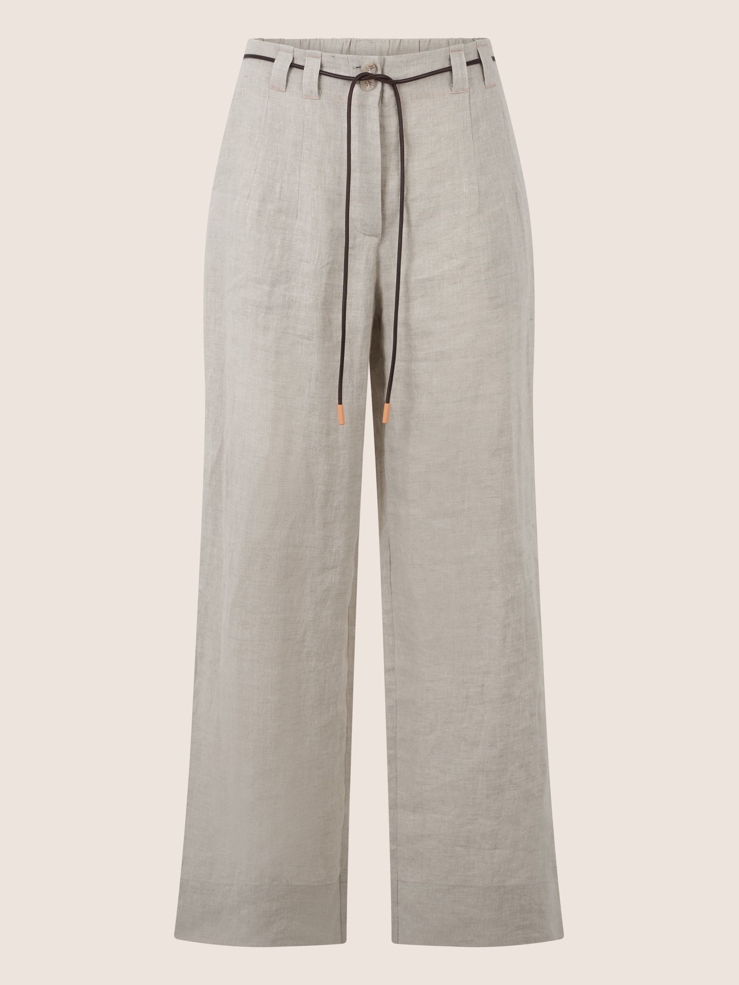 APART Weite Leinenhose mit Gürtel-Detail | beige-meliert