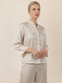 APART Blusenshirt mit Stehkragen und Punktmuster | creme-multicolor