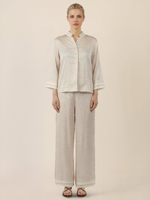 APART Blusenshirt mit Stehkragen und Punktmuster | creme-multicolor image 1